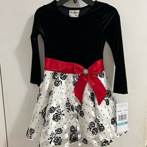 New Rare Edition Girls Black Velvet and Floral Holiday & Special Occasion Dress.